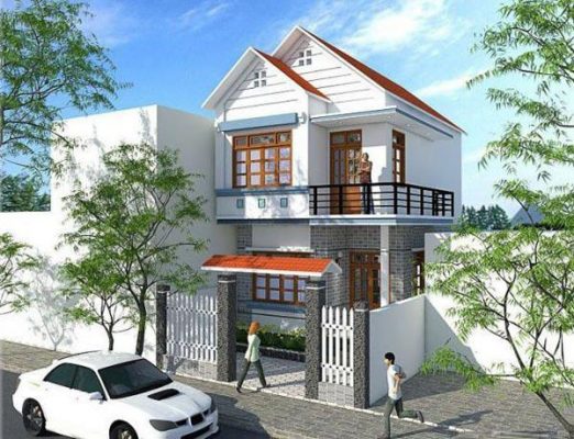 Mẫu nhà ống 2 tầng mái thái hiện đại