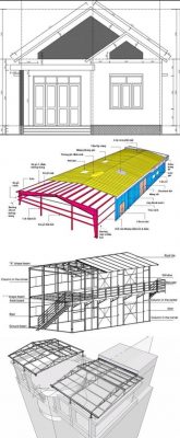 Bản vẽ nhà khung sắt mái tôn