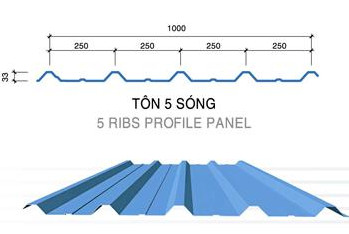 Tôn 5 sóng lợp mái nhà xưởng