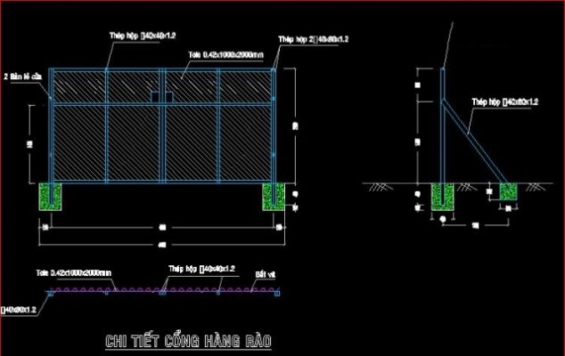bản vẽ thiết kế hàng rào tôn công trường