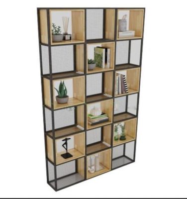 Kệ trang trí được ốp gỗ