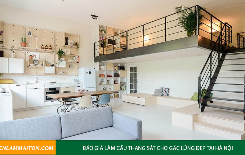 Báo giá làm cầu thang sắt cho gác lửng đẹp tại Hà Nội