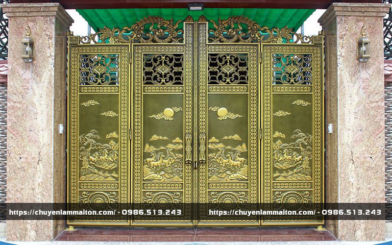 Báo giá 100 mẫu cổng nhôm đúc 4 cánh đẹp tại Hà Nội